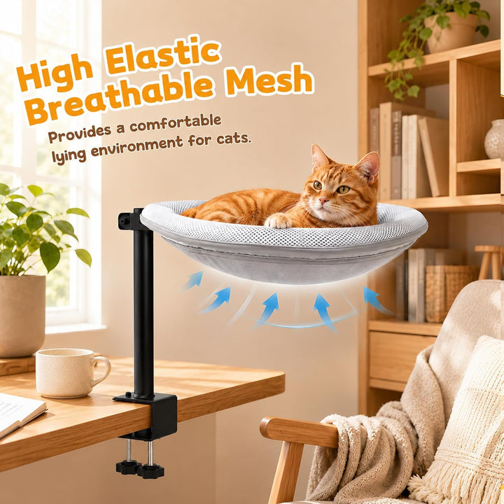 Katzenbett Schreibtisch, 360° Drehbar Höhenverstellbar Katzen Hängematte | Katzen Schreibtischbett K