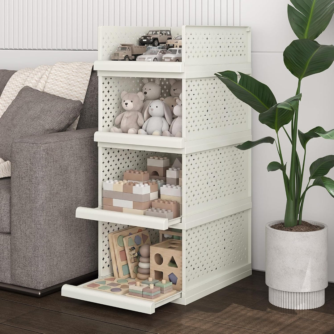 81.5cm Organizer Schubladenregal Kunststoff,Badezimmerschrank | 4 pcs Stapelbares Regal Hoch für Bad