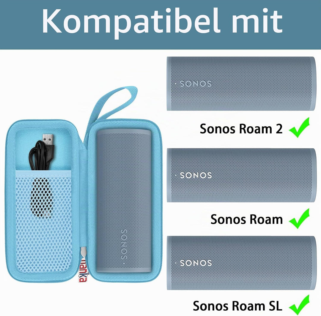Khanka Hartschalen-Reiseetui Ersatz für Sonos Roam Bluetooth-Lautsprecher Blau, Blau