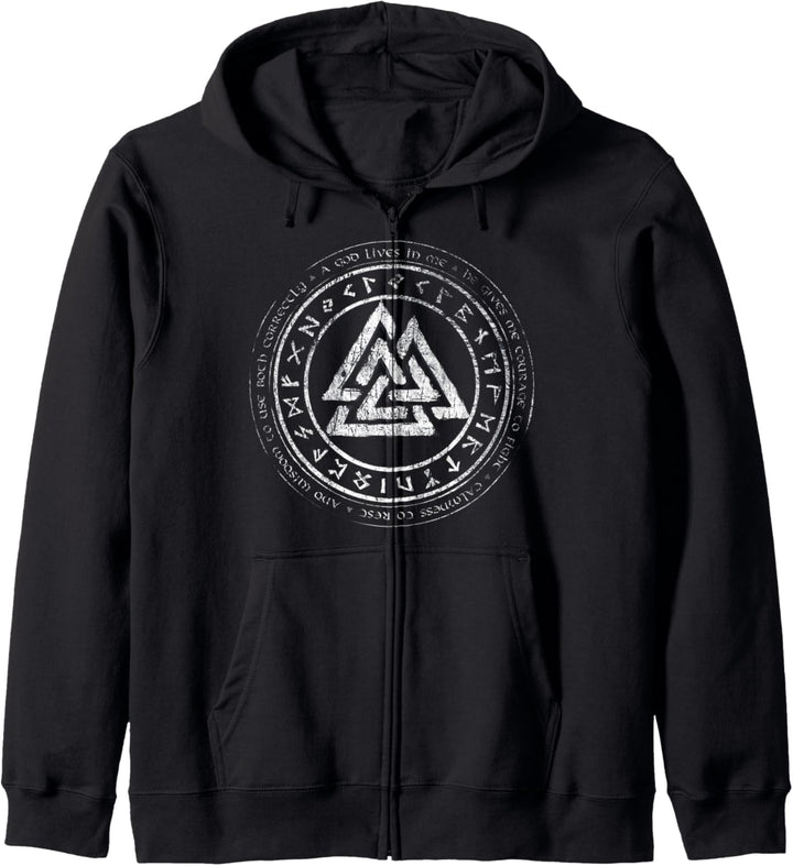 Wikinger Valknut Runen Keltische Knoten Futhark Asatru Kapuzenjacke