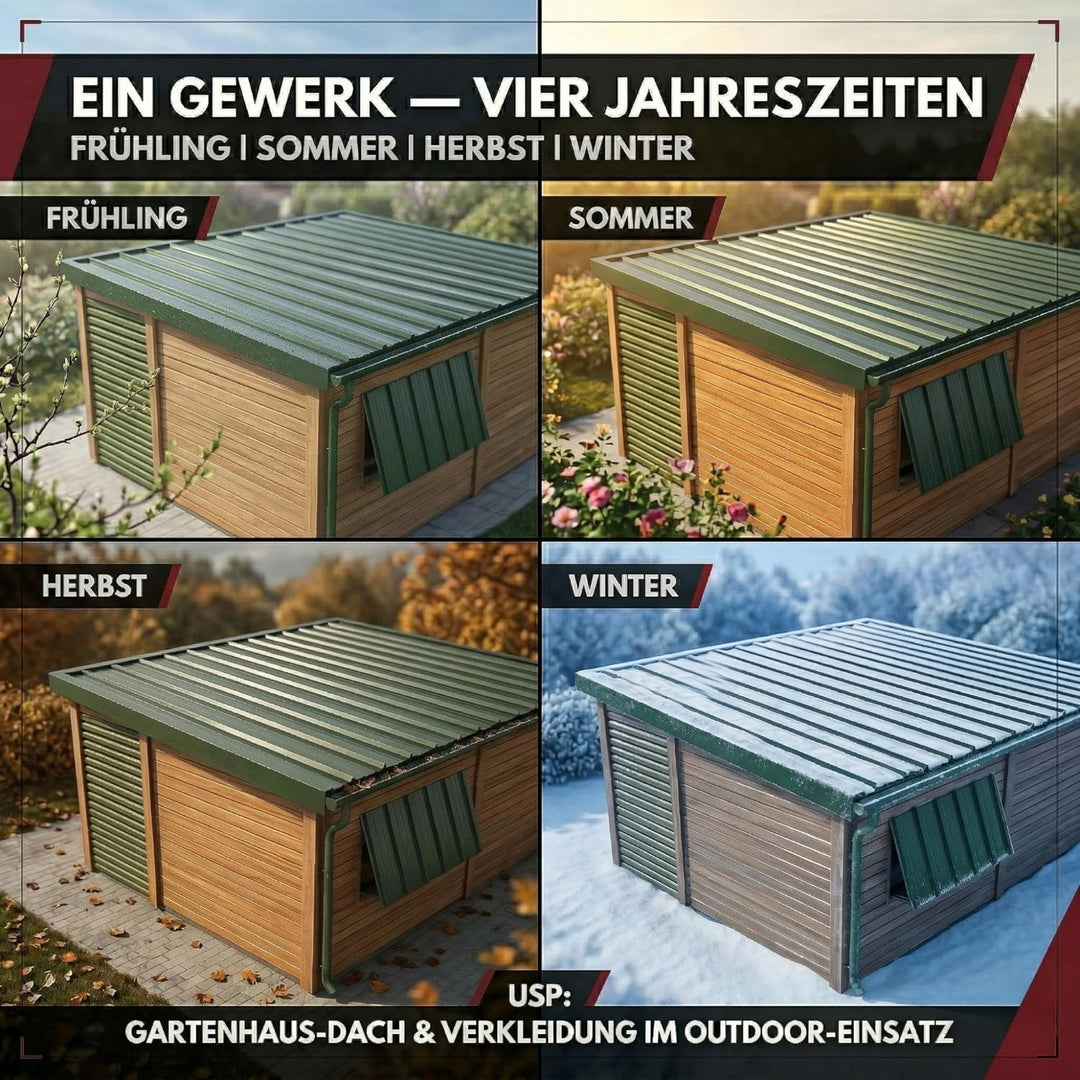 Trapezblech Dachplatten 12er Set Grün RAL 6005, 1090 x 445 mm, verzinkt, Dachblech Profilblech für G