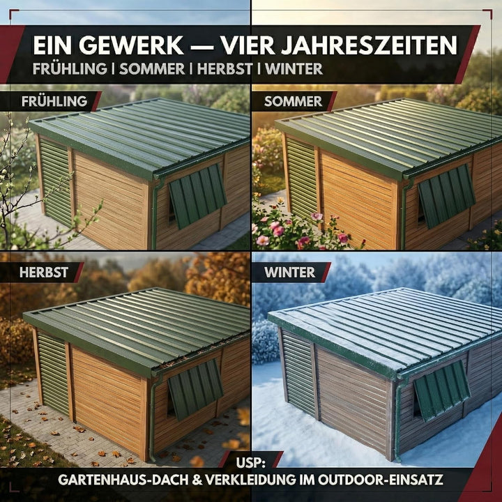 Trapezblech Dachplatten 22er Set RAL6005 Grün | 1090x445mm, verzinkt Grün RAL 6005 22er Set, Grün RA