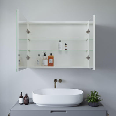 AQUABATOS Badspiegel mit Beleuchtung 80x60 cm gäste wc Badezimmerspiegel Wandschalter Lichtschalter