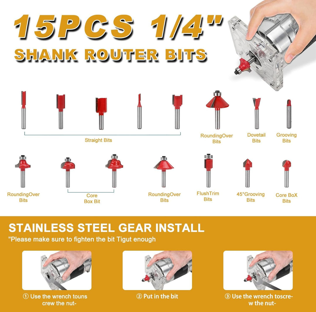 Akku Oberfräse kompatibel mit Dewalt 20V Akku, 800W Bürstenloser Kantenfräser tragbarer Handfräser f