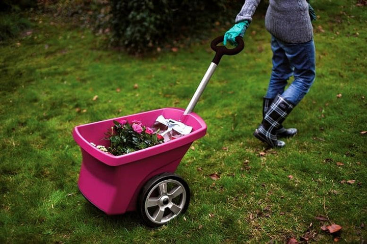 Schubkarre Karre 67 Liter Gartenkarre Transportkarre Gartentrolly Handwagen Laubkarre (Fuchsie), Fuc