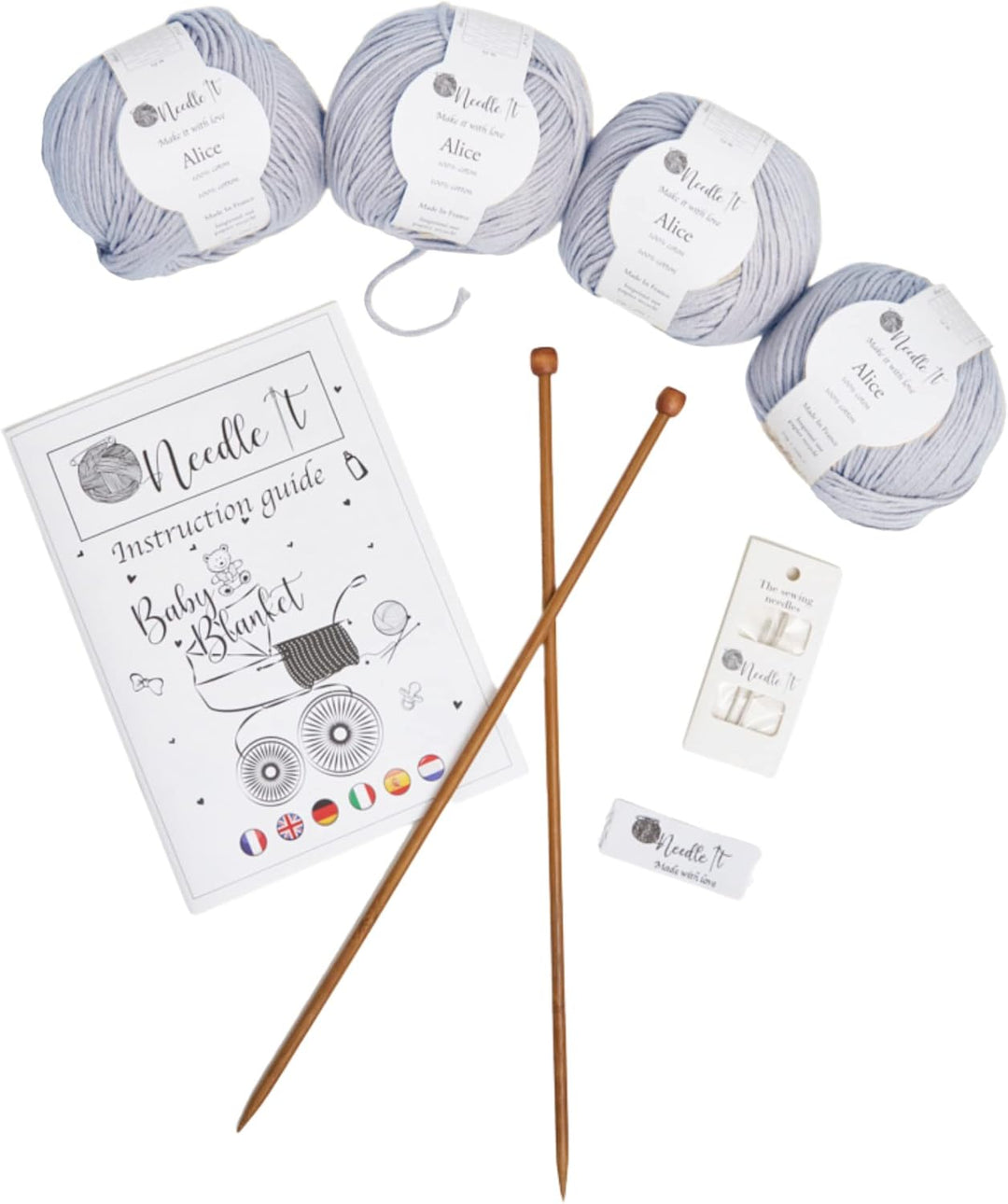 Needle It® - Strickset für Anfänger komplett mit Stricknadeln - Babydecke zum Selberstricken - Gesch