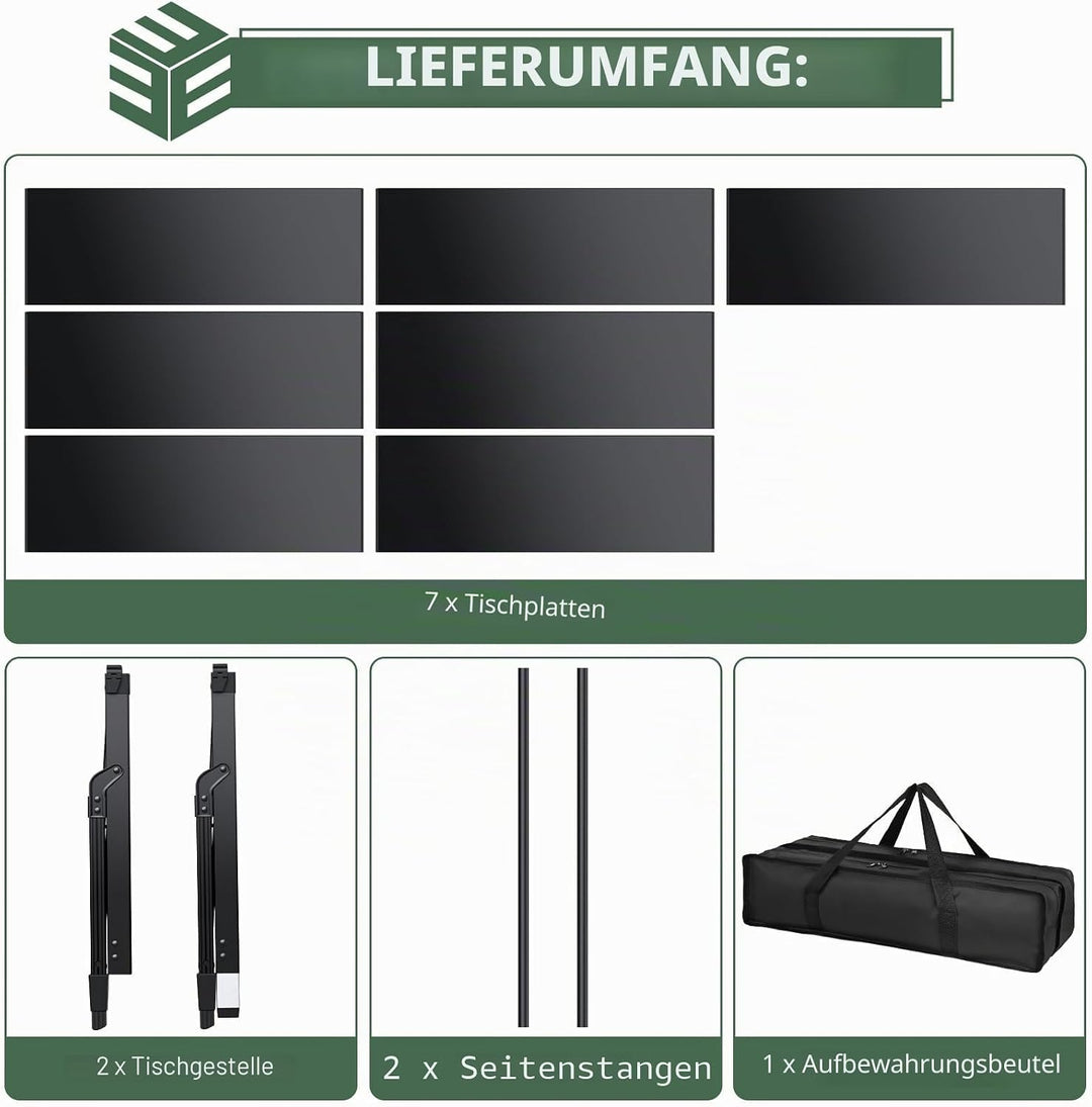 EYPINS Campingtisch Klapptisch 88x38cm, Tragbarer Grilltisch & Esstisch 38-55cm Höhenverstellbar Alu