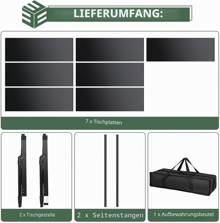 EYPINS Campingtisch Klapptisch 88x38cm, Tragbarer Grilltisch & Esstisch 38-55cm Höhenverstellbar Alu