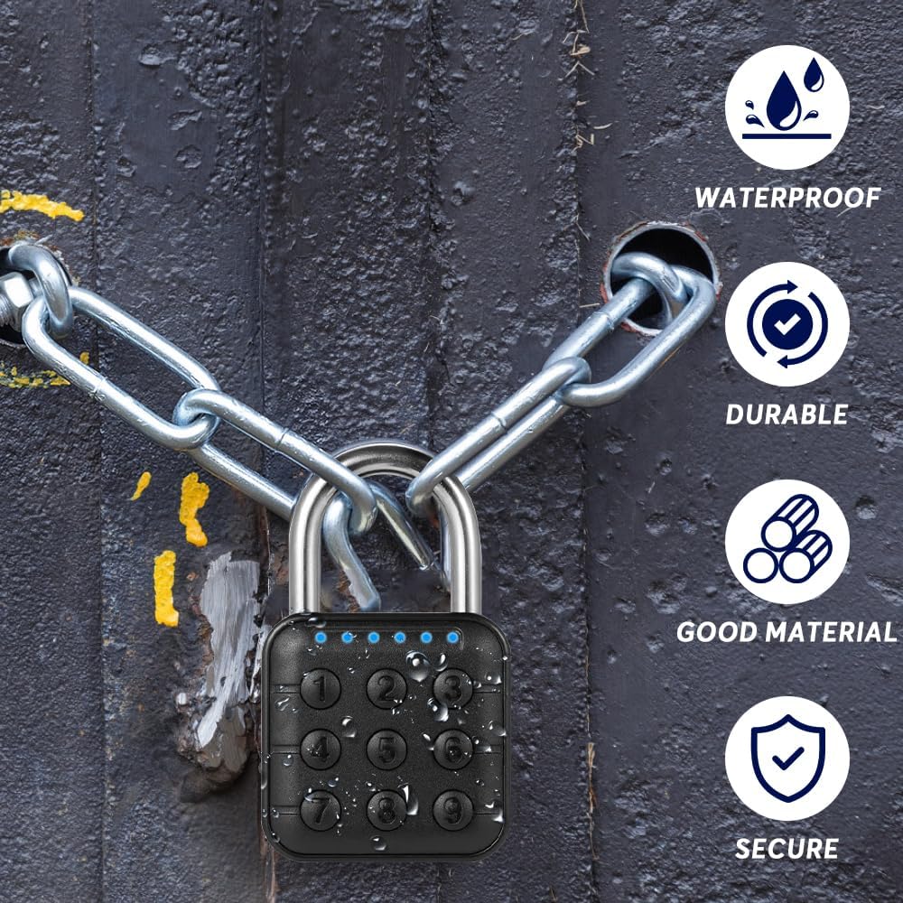 mizikuu Elektronisches Zahlenschloss, 6 Stellig Smart Lock Wetterfestes Schliessfachschloss Vorhänge