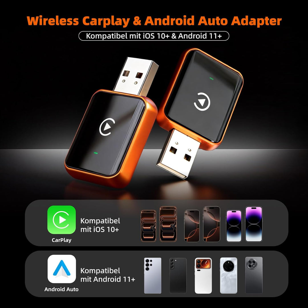 LINGHUANG CarPlay Wireless Adapter for Apple iPhone & Android Auto Wireless Adapter, Upgrade von Wir