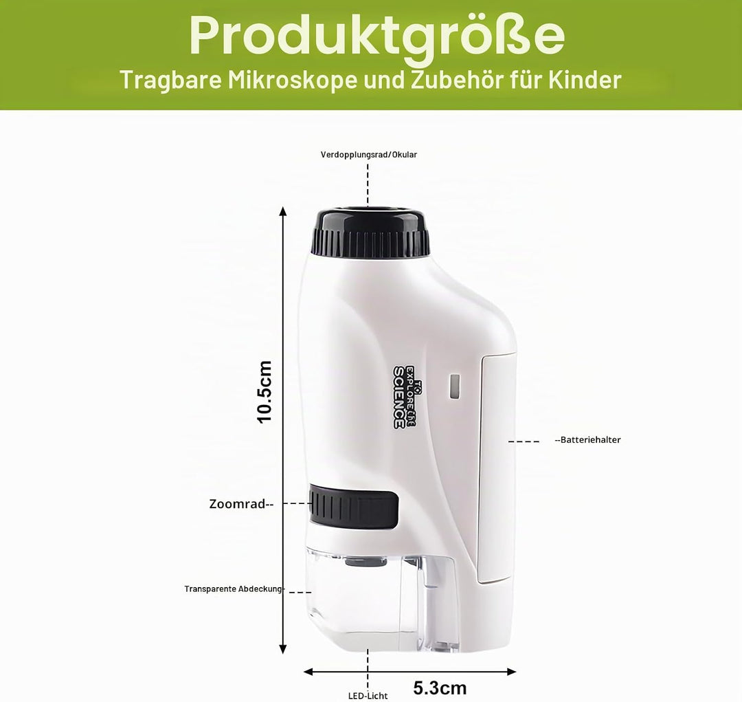 Taschenmikroskop Handy Mikroskop 60X-120X, Mini Mikroskop mit LED Licht, Handmikroskop mit Ständer u