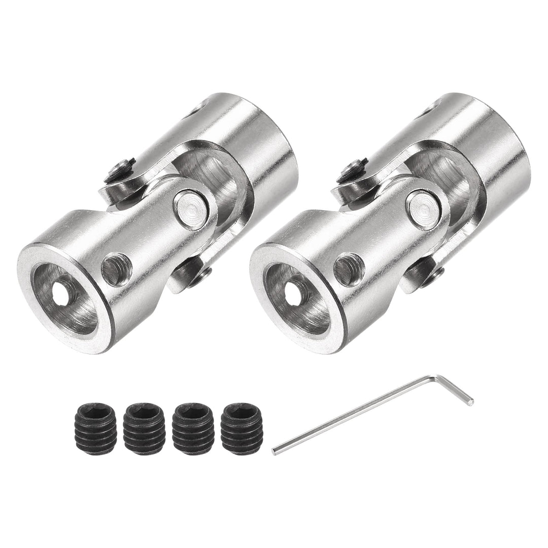 sourcing map 2 Stück Drehbare Kreuzgelenk Wellenkupplung 10mm bis 10mm Innendurchm. L35 x D16 mit Sc