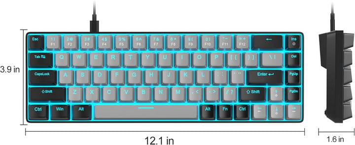 MageGee MK-Box Tragbare 60% mechanische Gaming-Tastatur, LED-Hintergrundbeleuchtung, kompakte 68 Tas