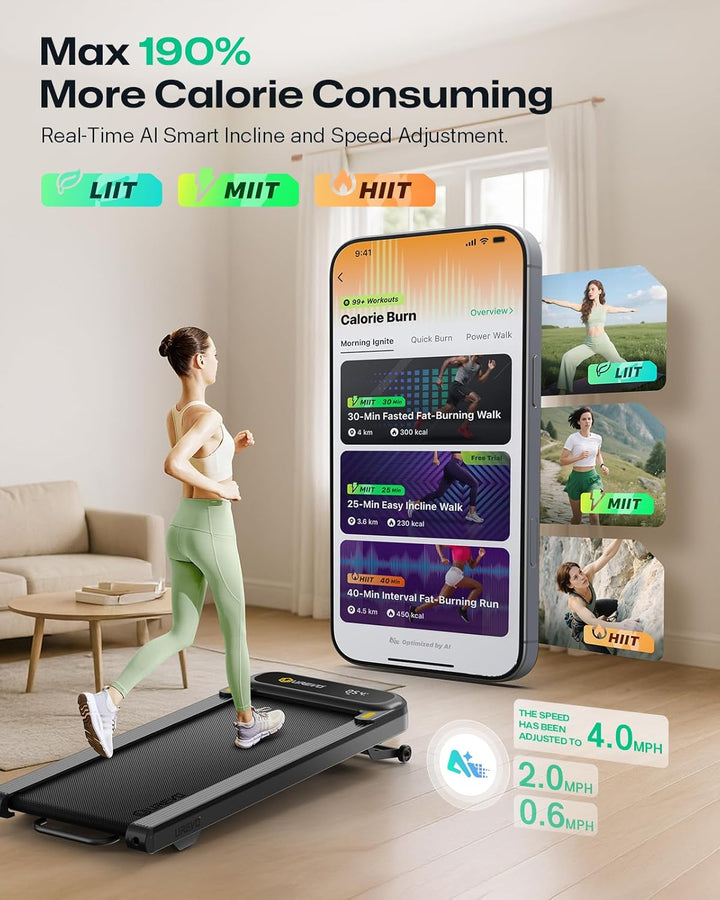 UREVO Smart Walking Pad – Premium Laufband fürs Homeoffice, extra grosse Lauffläche, leiser Motor, A