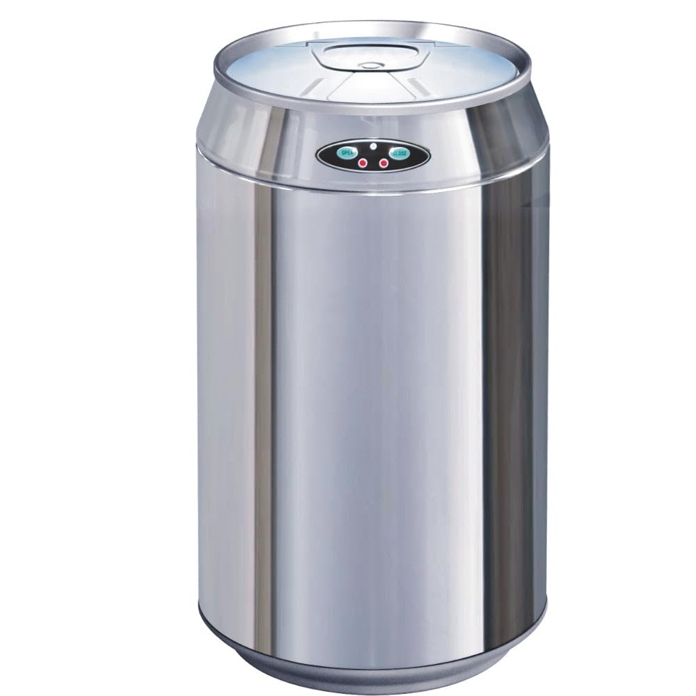 Automatischer 30L CAN-Küchenabfallkorb aus Edelstahl mit Eimer Chrome Inox, Chrome Inox