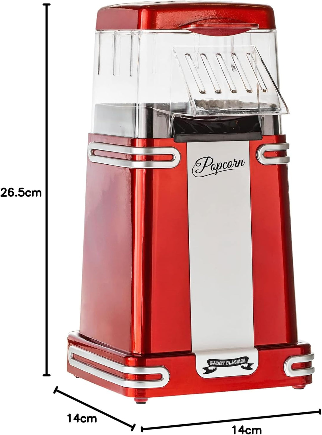 Gadgy Popcornmaschine Heissluft - Retro Popcorn Maker - Popcorn Maschine für Fettfreies Ölfreies Pop