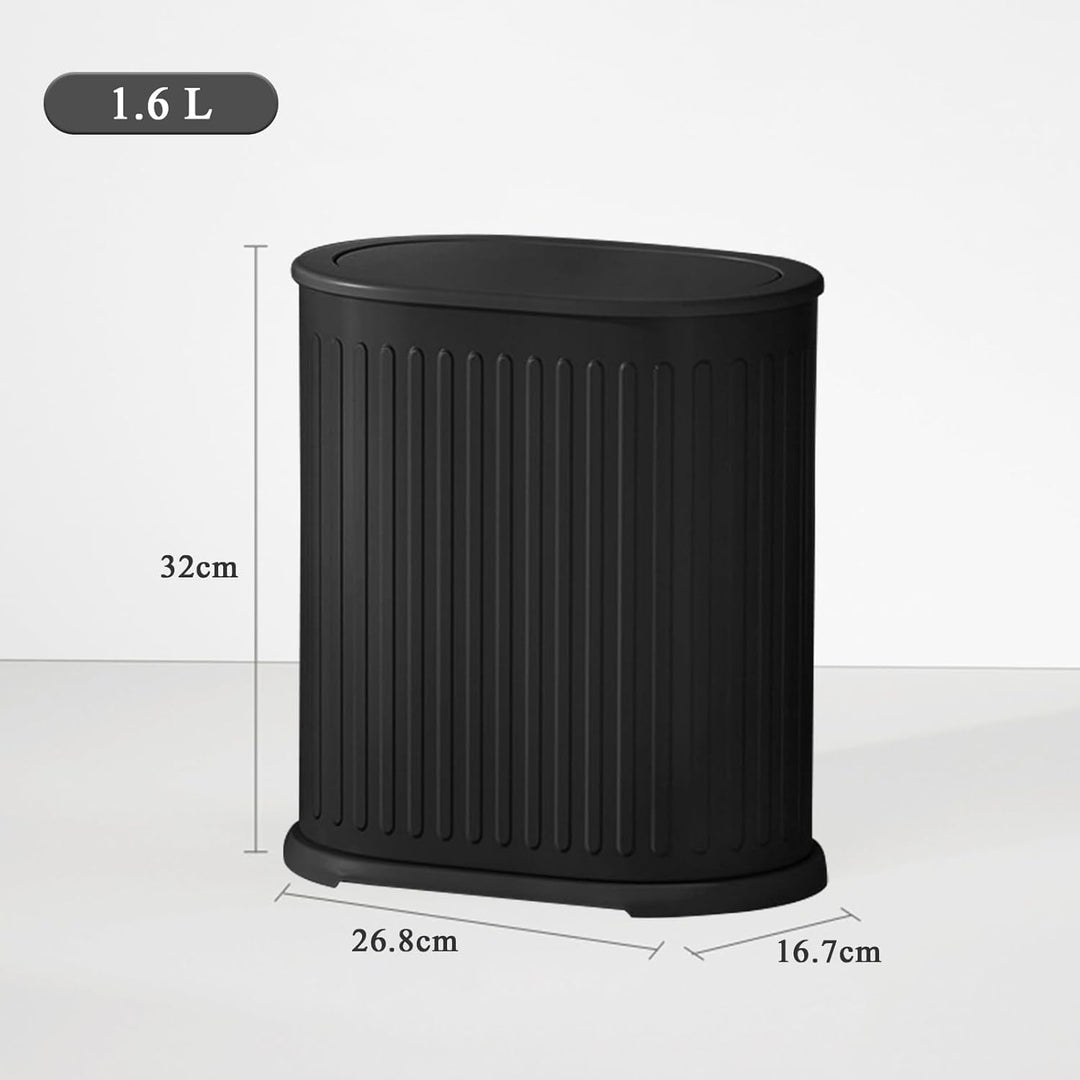 6 L schlanker Mülleimer mit Deckel, kleiner Büroabfalleimer, schmaler Mülleimer mit Innenfass, Druck
