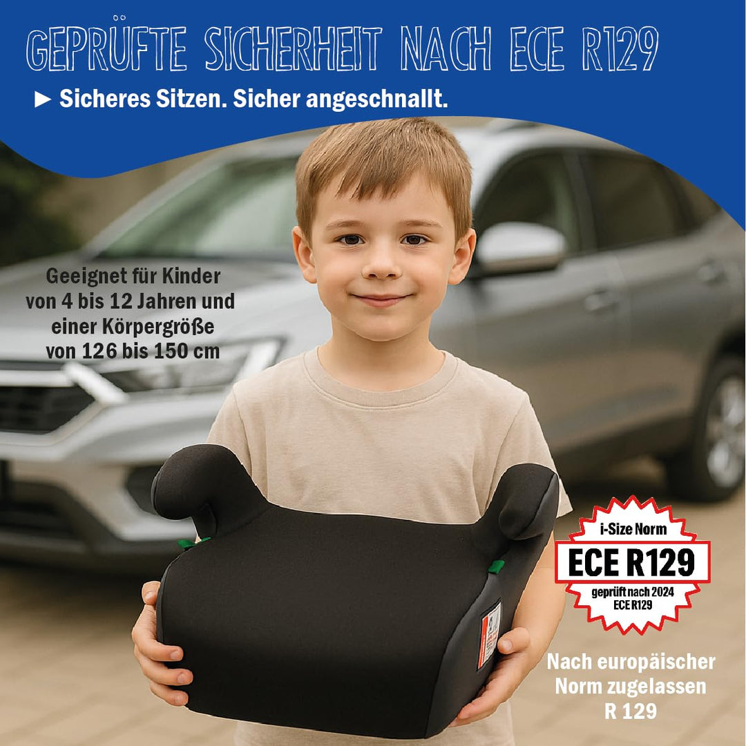 Autositzerhöhung Vito von UNITED KIDS iSize Norm R129 von 126-150 cm mit weichen und waschbaren Bezu