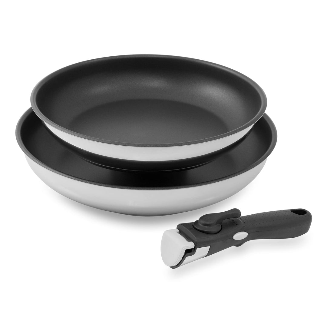 KOPF Pfannenset Pro Click, 3-teilig induktionsgeeignet mit abnehmbaren Griff und Bratpfanne 24 cm /