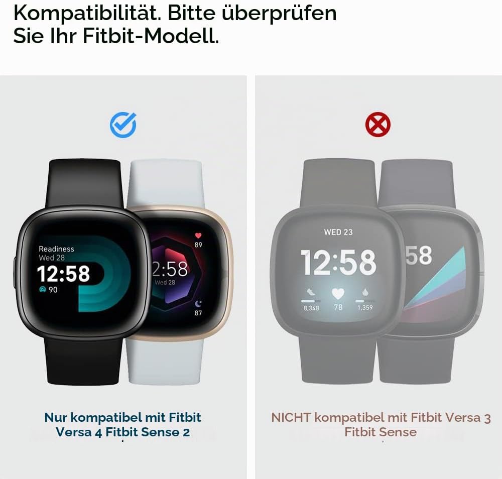 Spigen Rugged Armor Pro Hülle mit Band für Fitbit Versa 4 / Sense 2 | TPU-Unibody-Hülle mit Armband,