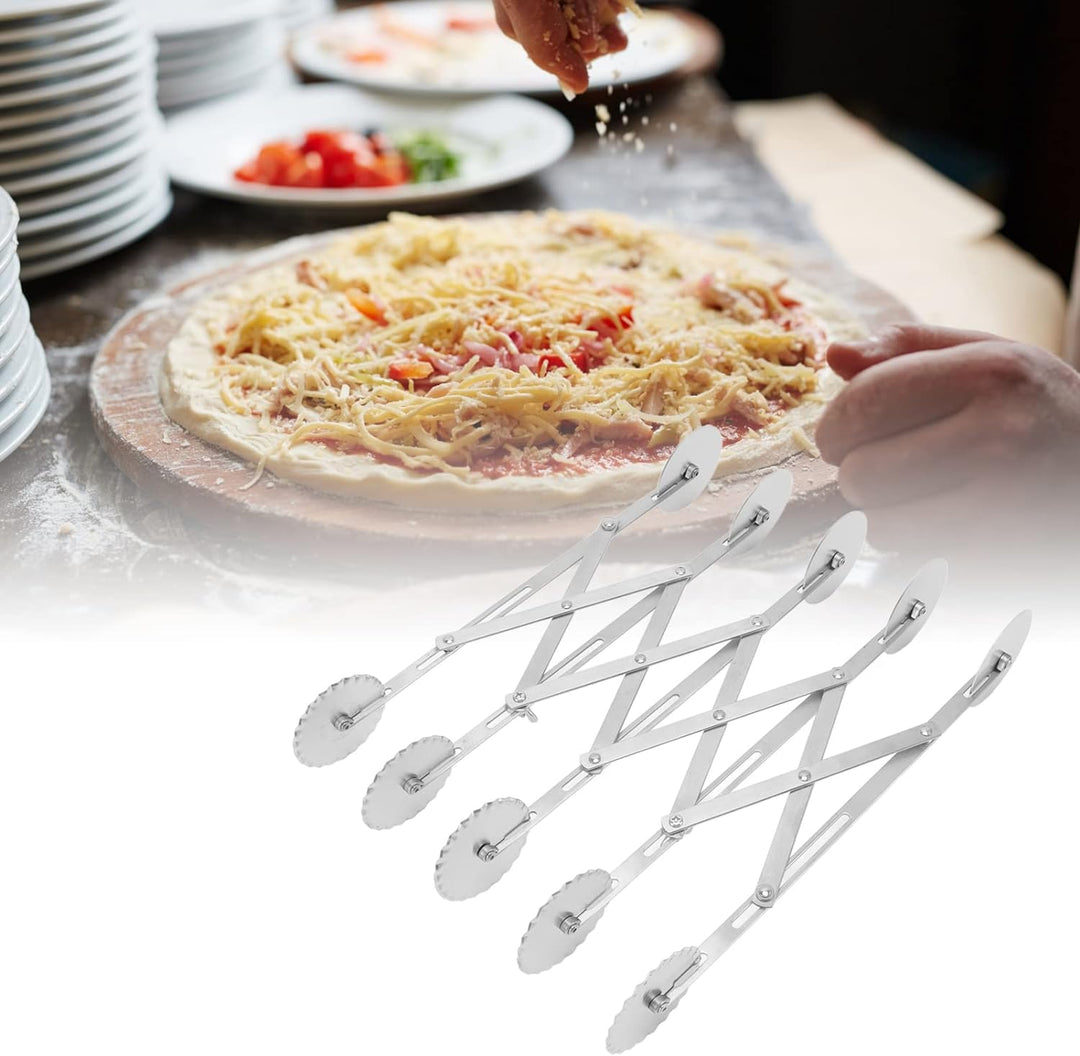 5-Rad-Gebäckschneider, Edelstahl, Einziehbar, Teigschneider, Erweiterbar, Pizzaschneider, Mehrrundes