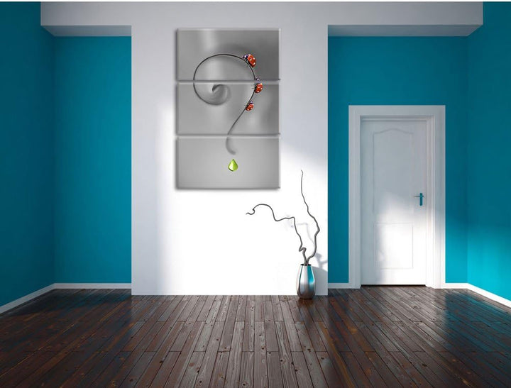 Pixxprint Marienkäfer Folgen dem Fragezeichen B&W Detail 3-Teiler Leinwandbild 120x80 Bild auf Leinw