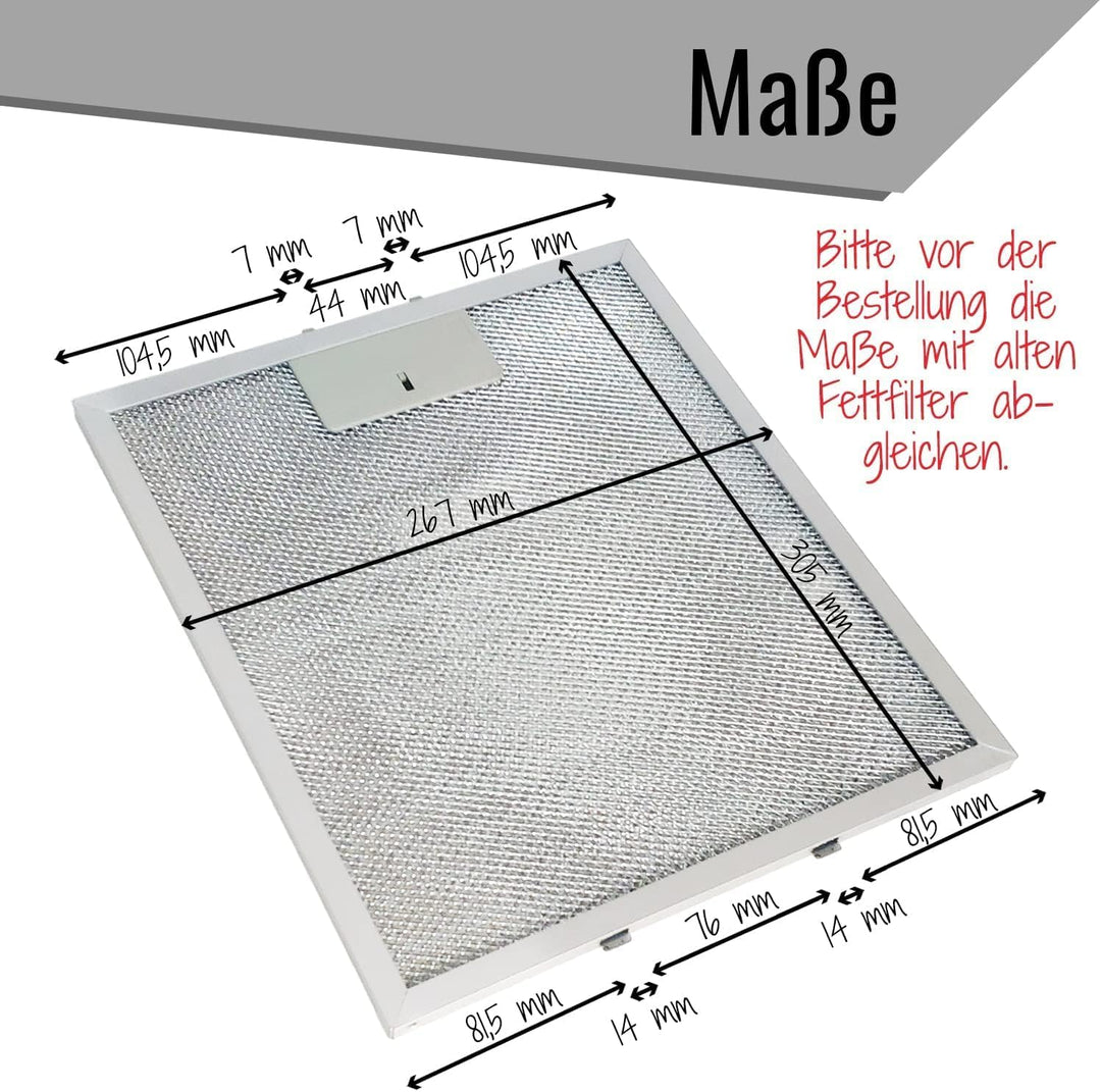 2x Metallfettfilter für Dunstabzugshaube 305x267mm Filtergitter für AEG Electrolux 405525042-9 40552