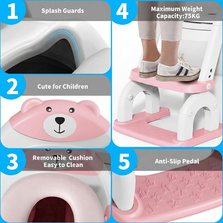 Toilettensitz Kinder mit Treppe, Upgraded WC Aufsatz für Kinder für Jungen und Mädchen, 2-in-1 Toile