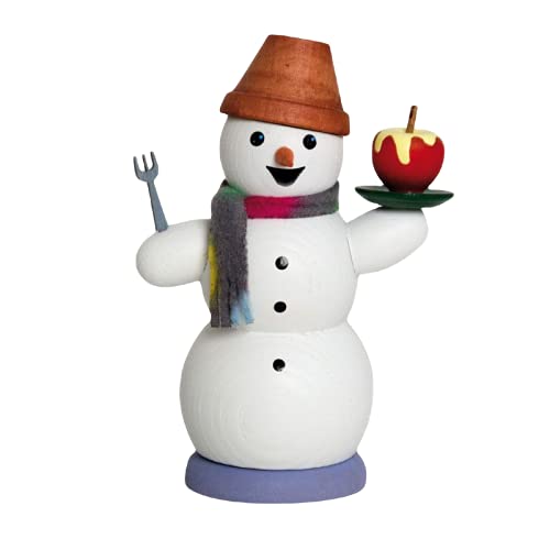 Kuhnert - Rauchmann / Räucherfigur aus Holz - Schneemann mit Bratapfel - ca. 13 cm - Made in Germany