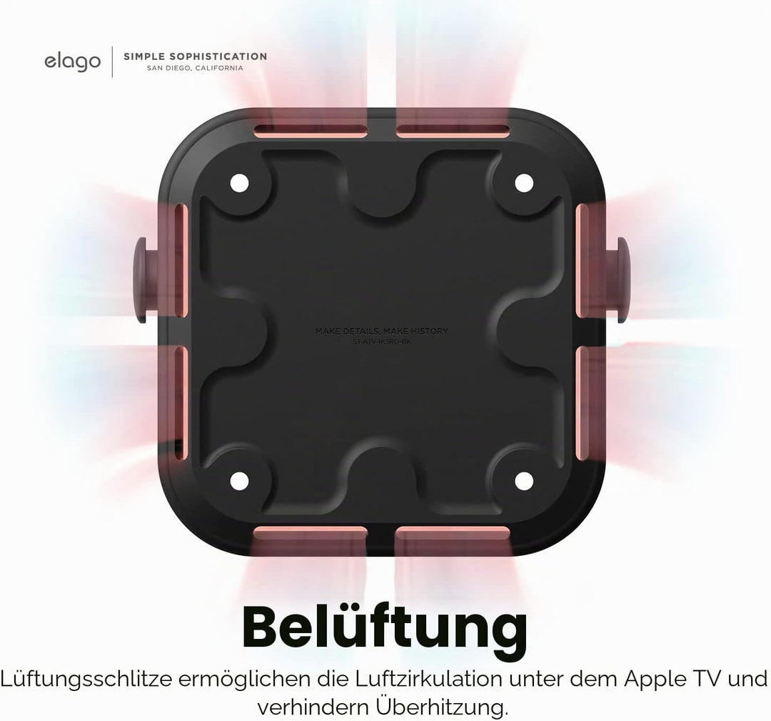 elago Mehrfachmontage Kompatibel mit Apple TV 4K 3rd Generation (2022) - 3 Montageoptionen: Magnet,
