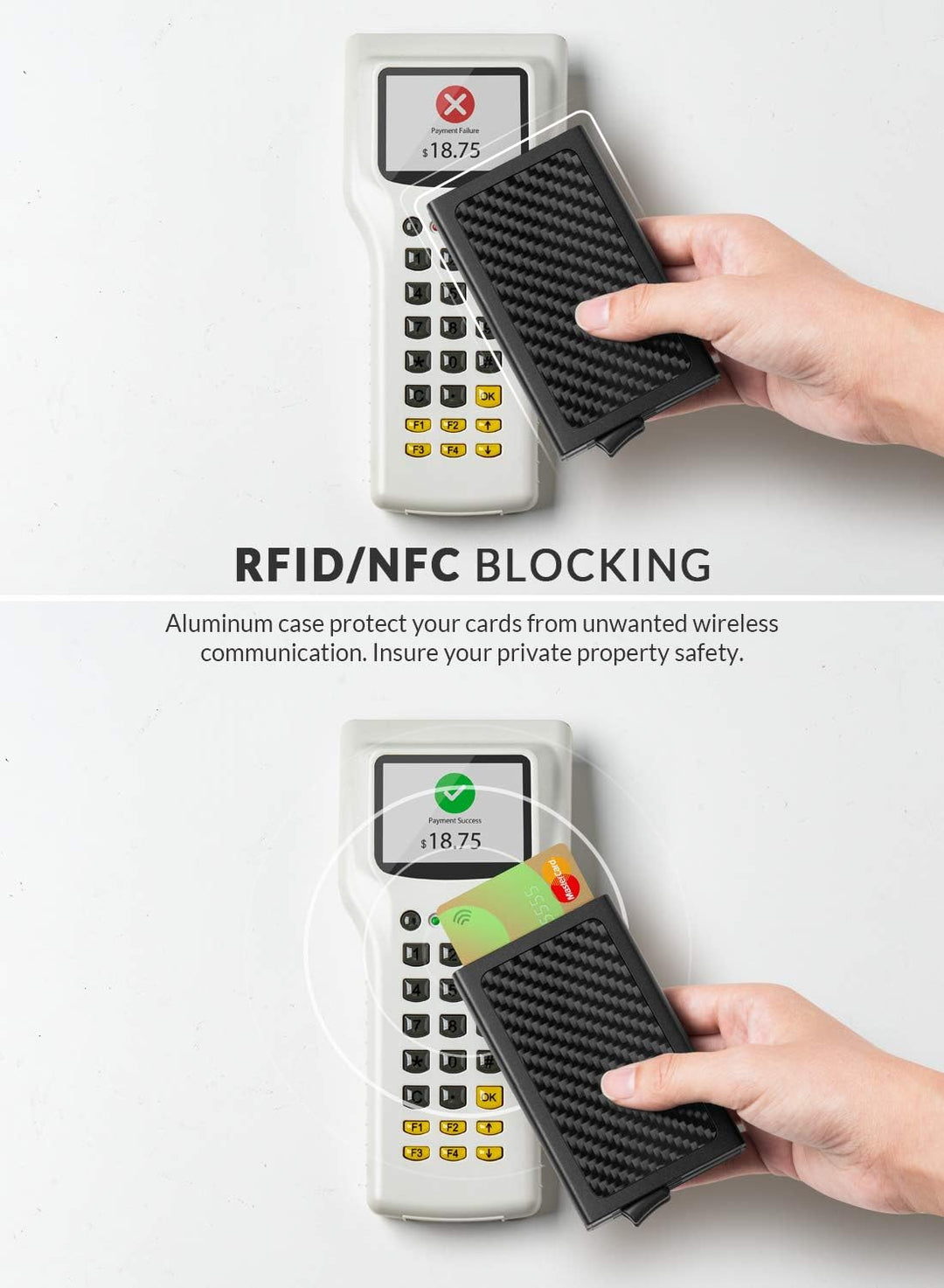 VULKIT Kartenetui Metall mit RFID NFC Schutz Karten Geldbörse Herren Geldbeutel Doppelt Karten Etui