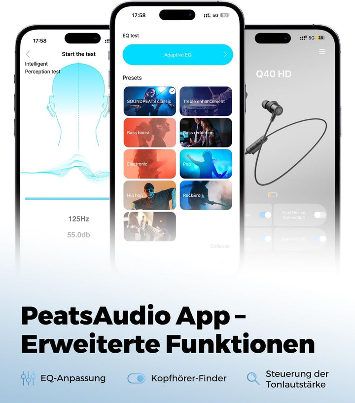 SoundPEATS Q40HD Bluetooth Kopfhörer, In Ear Kopfhörer mit LDAC Hi-Res Audio, IP67 Wasserdicht, 20 S