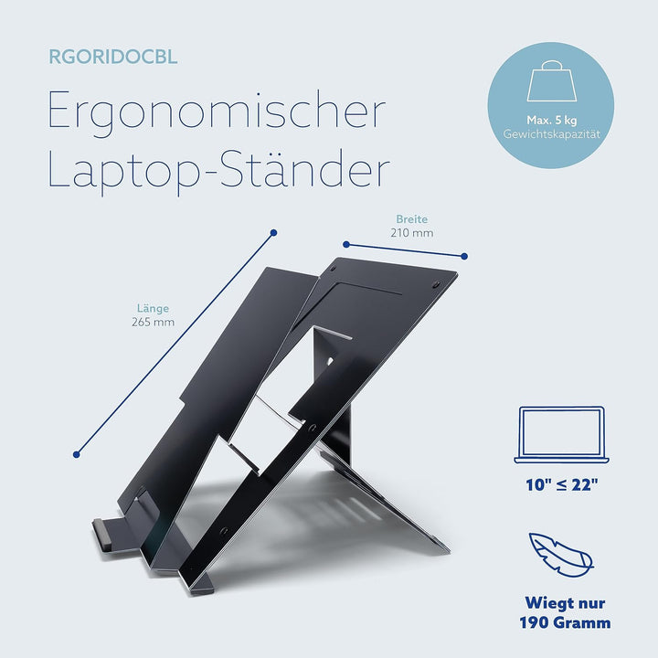 R-GO Riser Document, Laptop Ständer mit Dokumentenhalter, Verstellbarer Laptop Riser Für Büro Oder Z