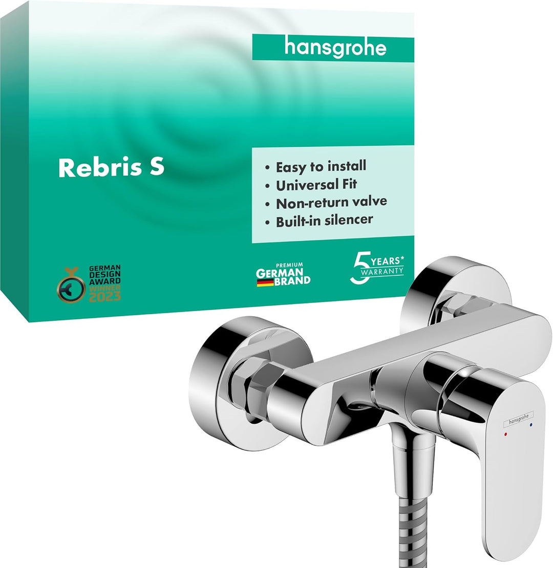hansgrohe Duscharmatur Rebris S, Aufputz Brausebatterie für 1 Funktion, Chrom Chrom Dusche, Chrom Du