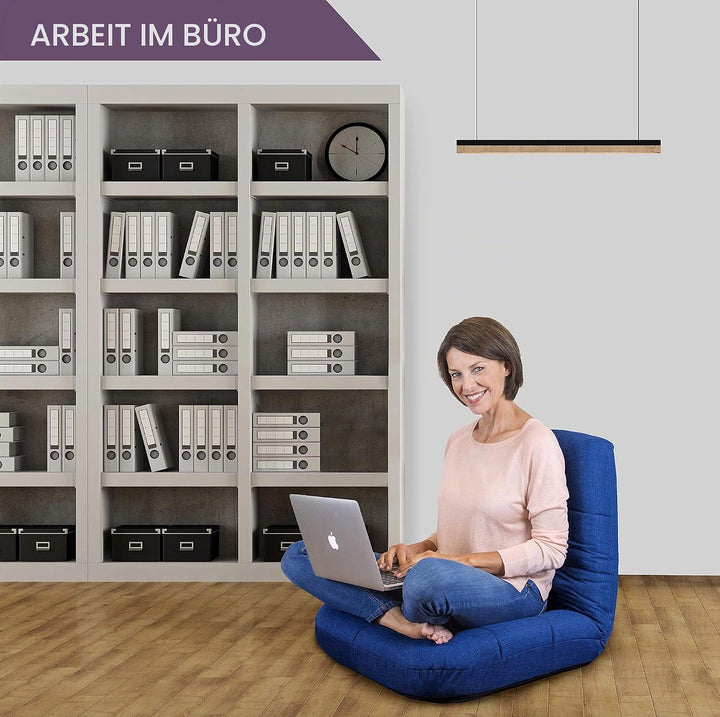 bonVIVO Easy Lounge Bodenstuhl mit Rückenlehne - Faltbarer Bodensessel, Gepolstert &amp; Verstellbar - M