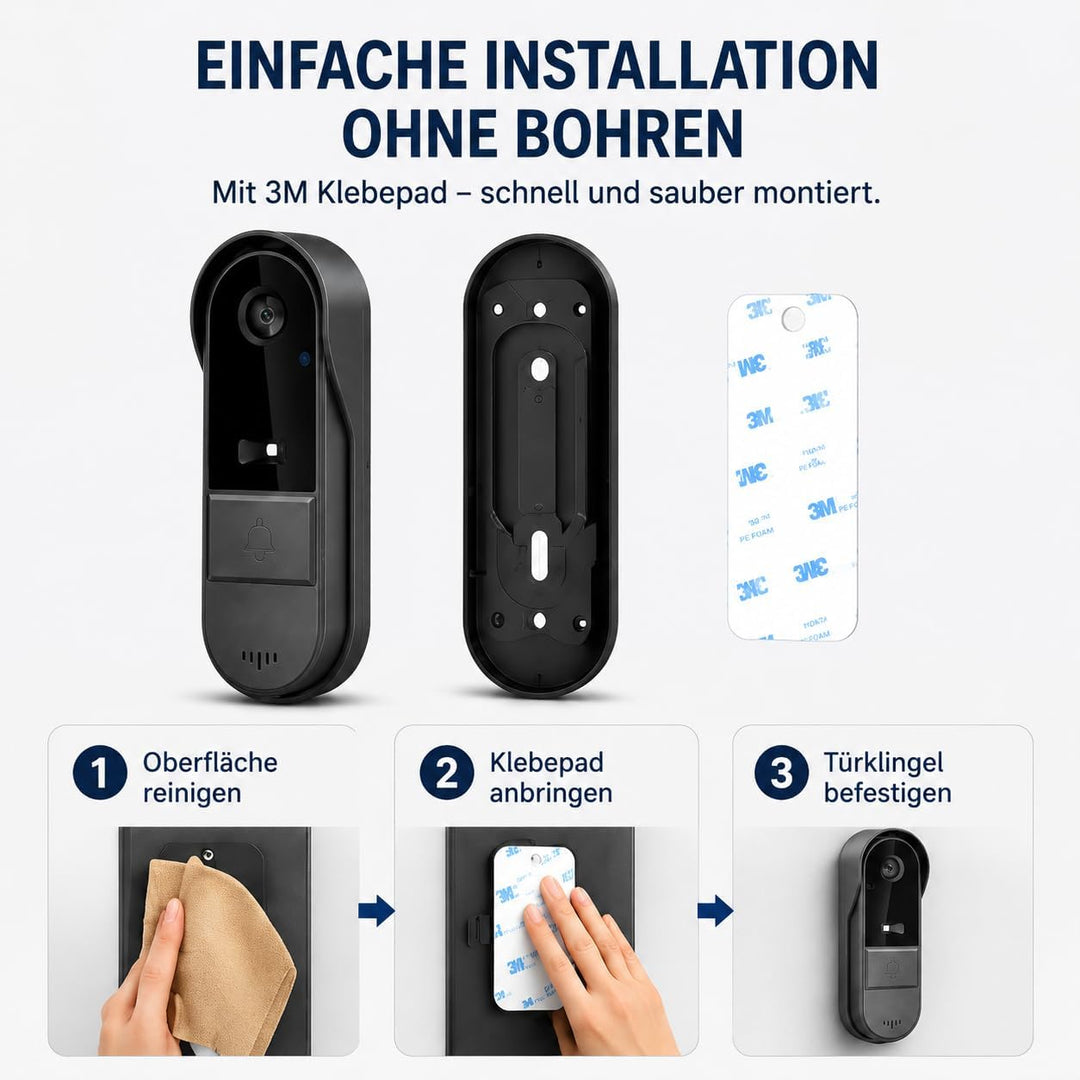 TKMARS Türklingel mit Kamera 1080P Videotürklingel Funkklingel mit Kamera IP65 Wasserdicht Smarte Tü