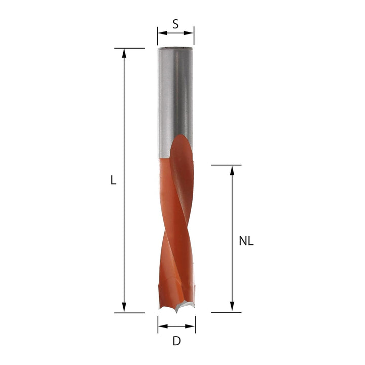 ENT 22408 Dübelbohrer HW, Schaft (S) 10 mm, Durchmesser (D) 12 mm, NL 35 mm, SL 30 mm, L 70 mm, Link