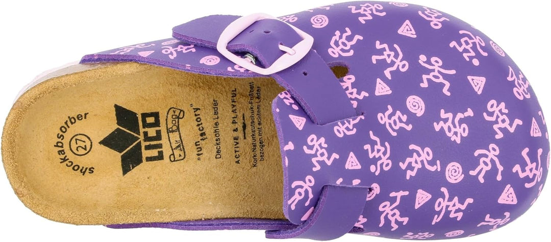 Lico Unisex Kinder Bioline Clog Kids Pantoletten 27 EU Lila Rosa, 27 EU Lila Rosa