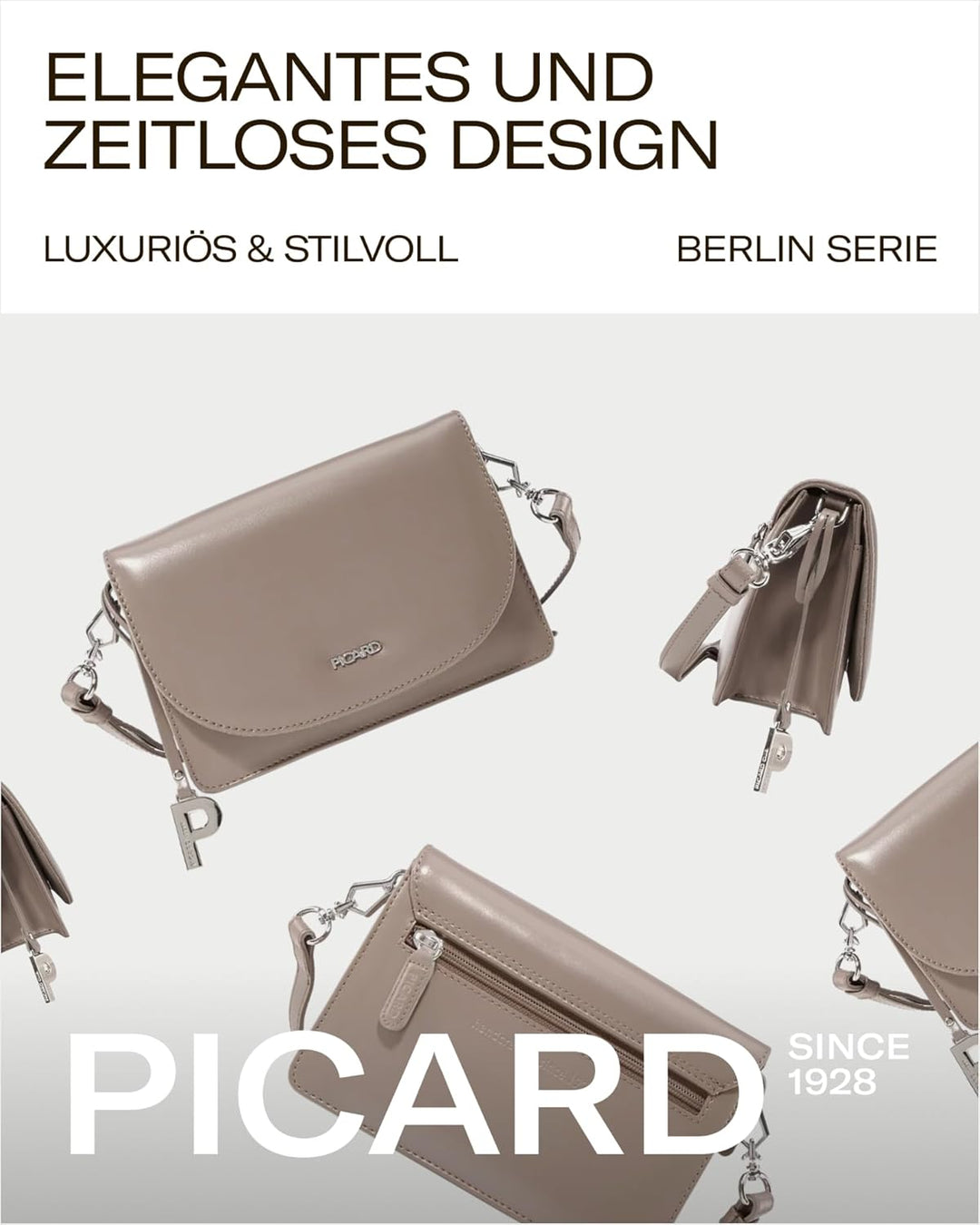 Picard Damen Schultertasche BERLIN aus Rindsleder Klein | mit Magnetverschluss | Schultertasche | Al