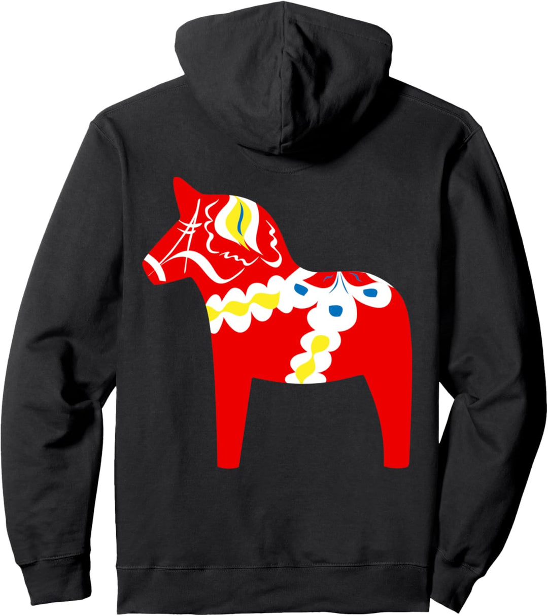 Dala Pferd Schwedisches Dalarna Pferd Rotes Farbe Pullover Hoodie