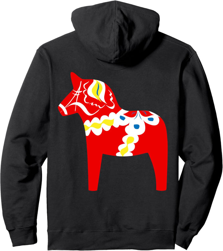 Dala Pferd Schwedisches Dalarna Pferd Rotes Farbe Pullover Hoodie