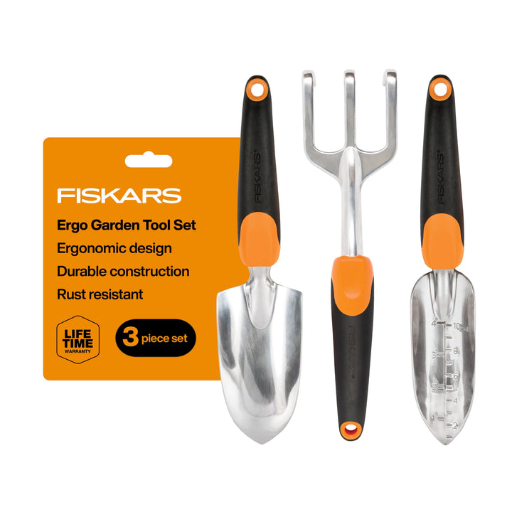 Fiskars Ergo Gartenwerkzeug-Set Recyclable Package schwarz/orange, Recyclable Package