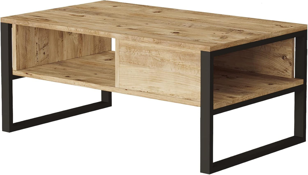 [en.casa] Couchtisch Laukaa Beistelltisch mit 2 Ablagefächern Wohnzimmertisch 44,5 x 100 x 60 cm Sof