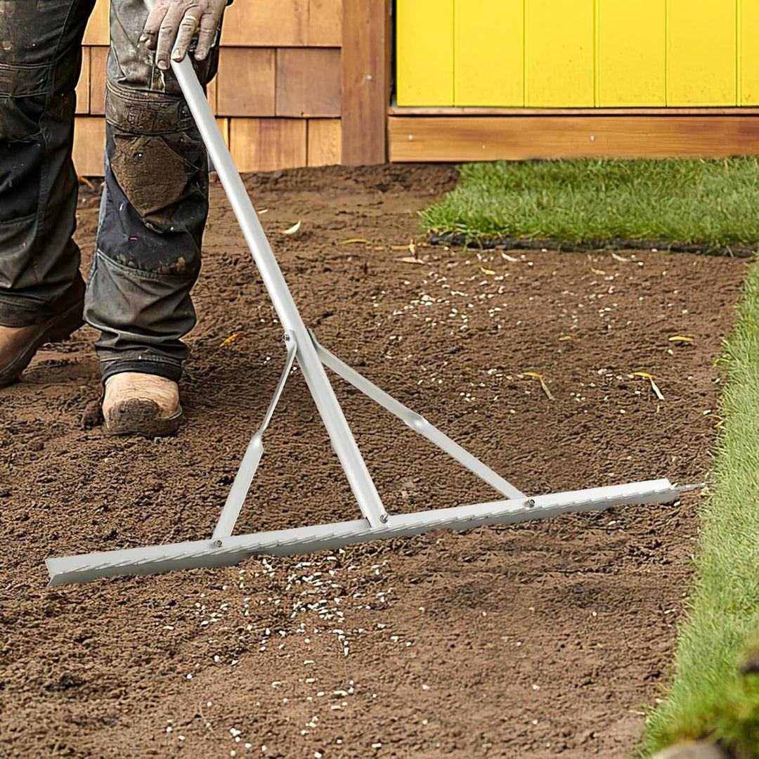 FANTASK Rechen mit langem Griff, Gartenrechen aus Aluminium mit 91 cm breitem Rechenkopf, 36 Zinken