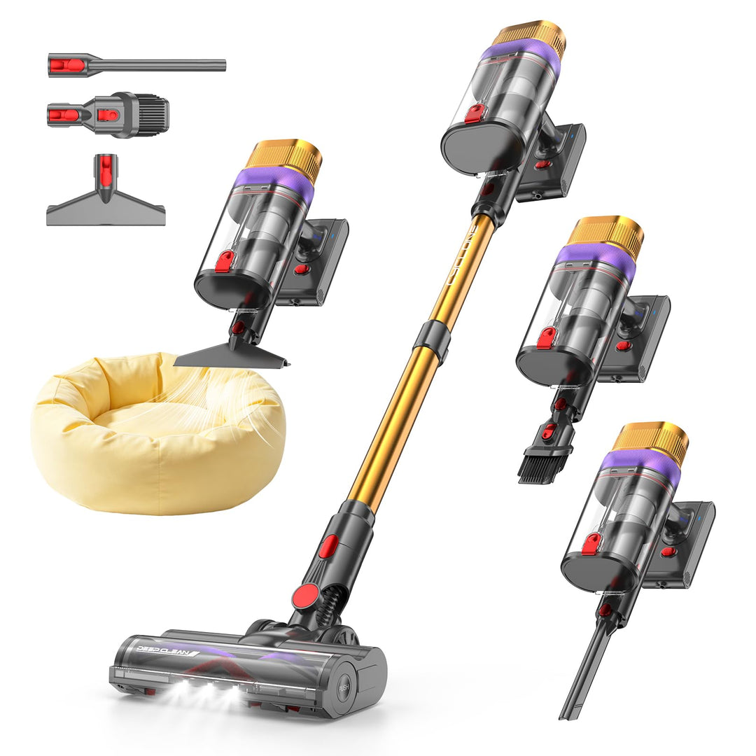 Vistefly V15 Ultra Akku Staubsauger, 48000Pa 600W 70Mins Staubsauger Kabellos mit Doppeldisplay, Akk