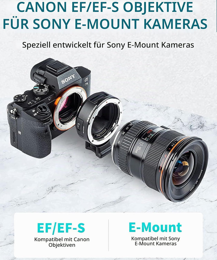 Viltrox Autofokus Adapter EF-E5 kompatibel mit Canon EF/EF-S Objektiv auf Sony E-Mount Kamera A9 A7