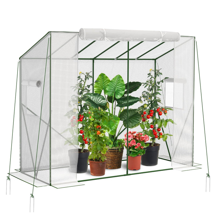 Velway Gewächshaus Tomatengewächshaus Begehbares 200x79x170/141cm | Witterungsschutz Schrägdach Foli