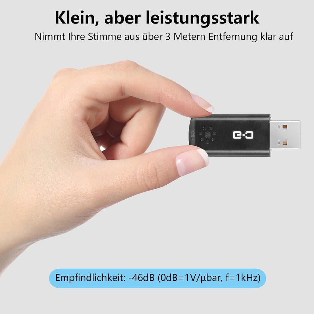 USB-Mikrofon für Laptop und Desktop-Computer, hohe Empfindlichkeit für klare Anrufe, Plug-and-Play,