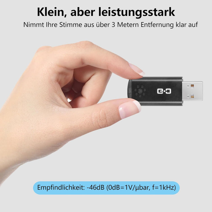 USB-Mikrofon für Laptop und Desktop-Computer, hohe Empfindlichkeit für klare Anrufe, Plug-and-Play,