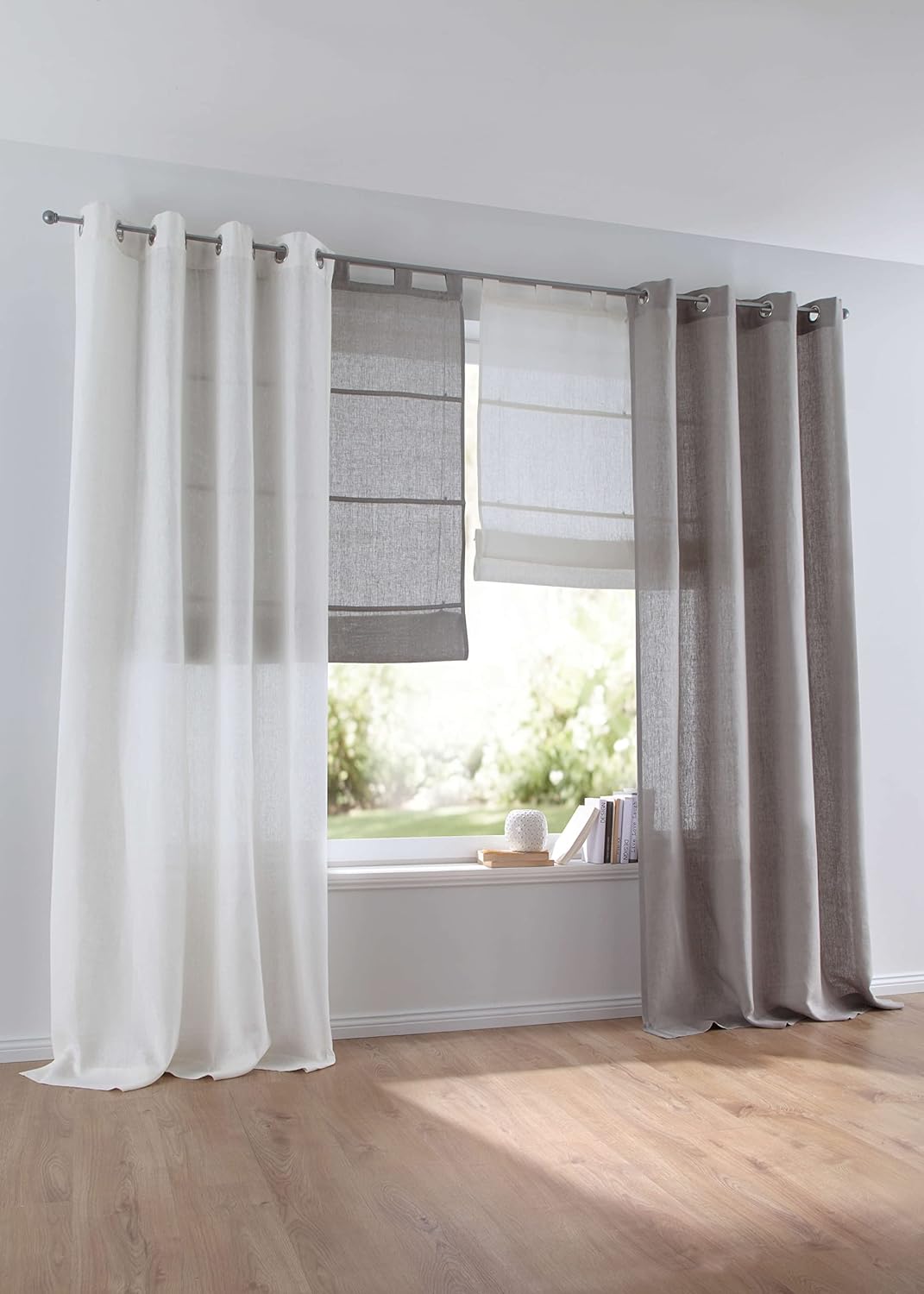 Kutti Ösenschal Metis 100% Leinen Blickdicht Vorhang Gardine grau Breite 140 * Höhe 145 cm (1 Stück)